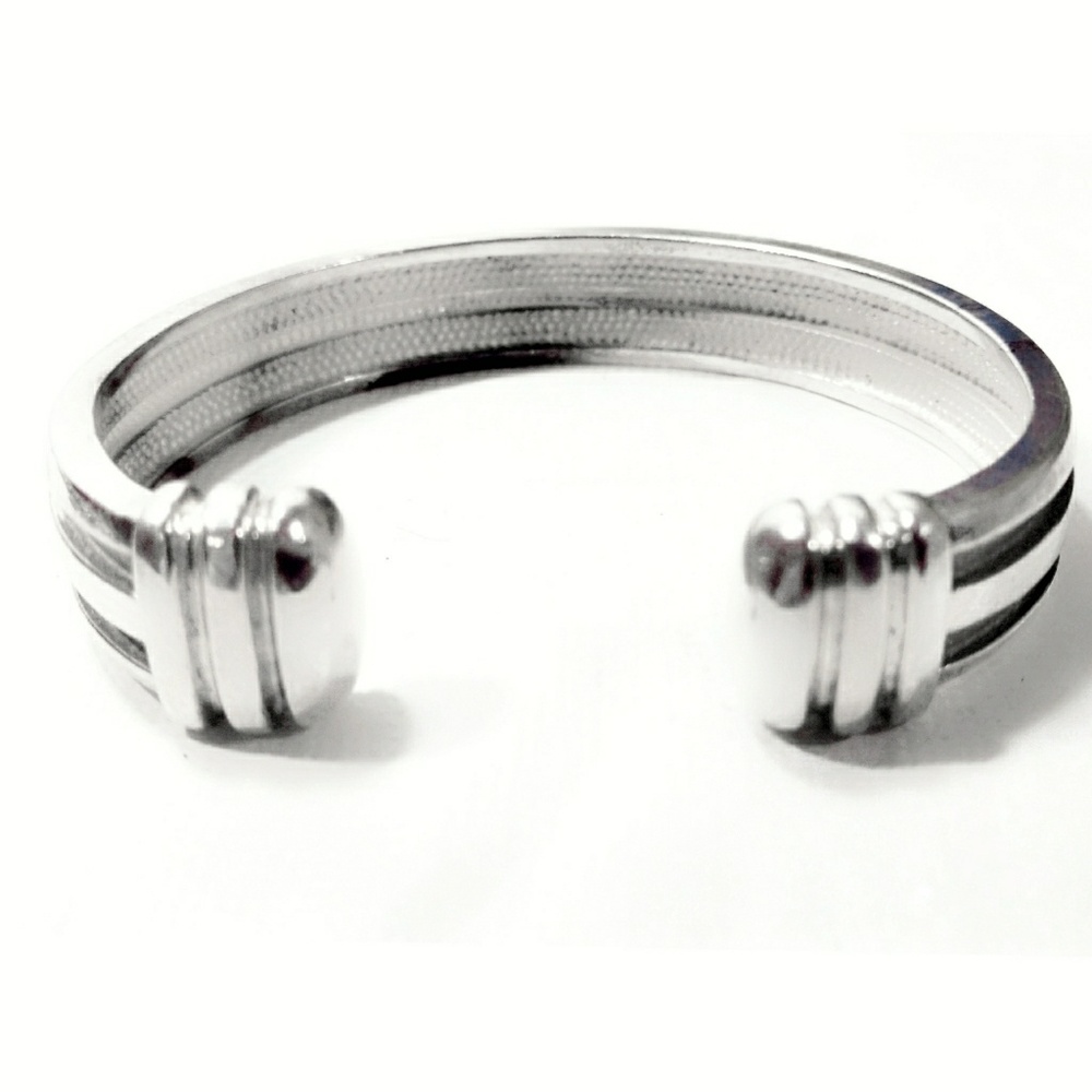 Vintage Art Deco Sterling Silver Heavy Cuff Bracelet - Picture 4 of 7